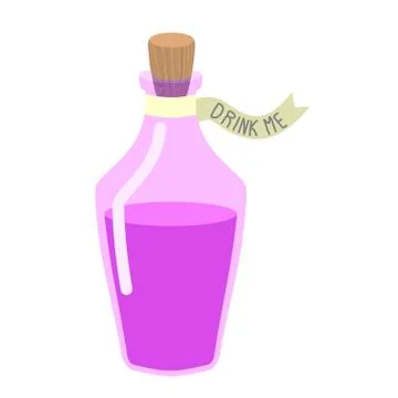 Magic Potion "Drink me". bottle beverage Alice in Wonderland. Stock Illustration