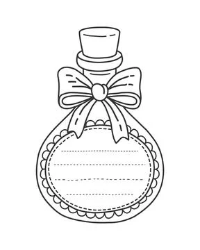 Magic potion flask with bow kids memo note frame Illustrazione stock