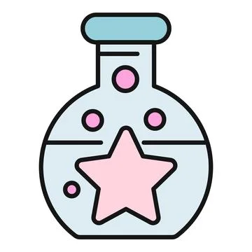 Magic potion flask with glowing mystical star inside Stock Illustration