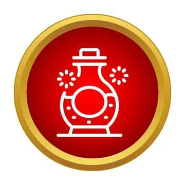Magic potion flask icon depicting alchemy and chemistry Illustrazione stock