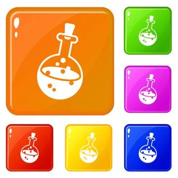 Magic potion icons set vector color Stock Illustration