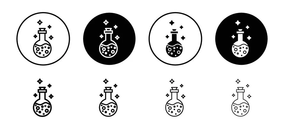 Magic potion vector icon set collection. Magic potion Outline flat Icon. Stock Illustration