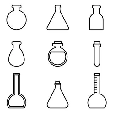 Magic potions set of magical tubes and bottles containers. Vector illustration. Stock Illustration