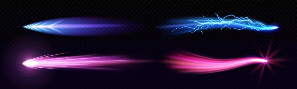 Magic power light trails set Stock Illustration