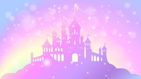 Magic princess palace of a rainbow sky. Stock Illustration