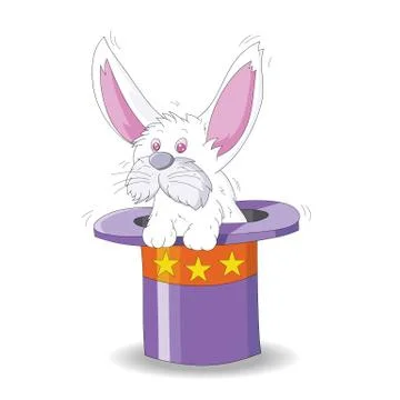 Magic rabbit in hat Stock Illustration