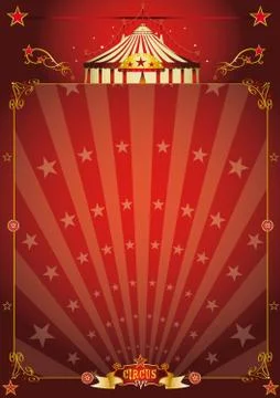 Magic red star circus poster Stock Illustration