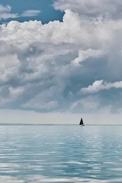 Magic reflections on water surface, sailing regatta in the Gulf of Finland at Stock Photos