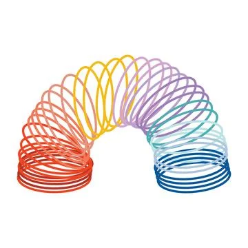 Magic retro rainbow spring toy isolated on white background. Stock Illustration