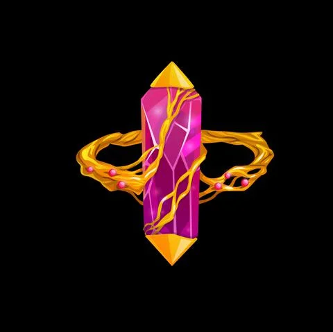 Magic ring with pink gemstone, fantasy jewelry 스톡 일러스트
