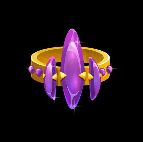 Magic ring with purple gemstones vector gold jewel イラスト素材