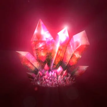 Magic ruby crystals Shine with red light. Stock Illustration