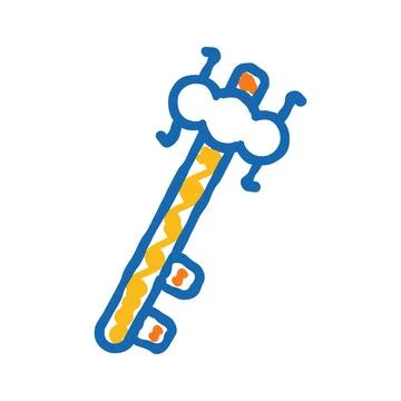 Magic scepter wand doodle drawing illustration vector icon Stock Illustration