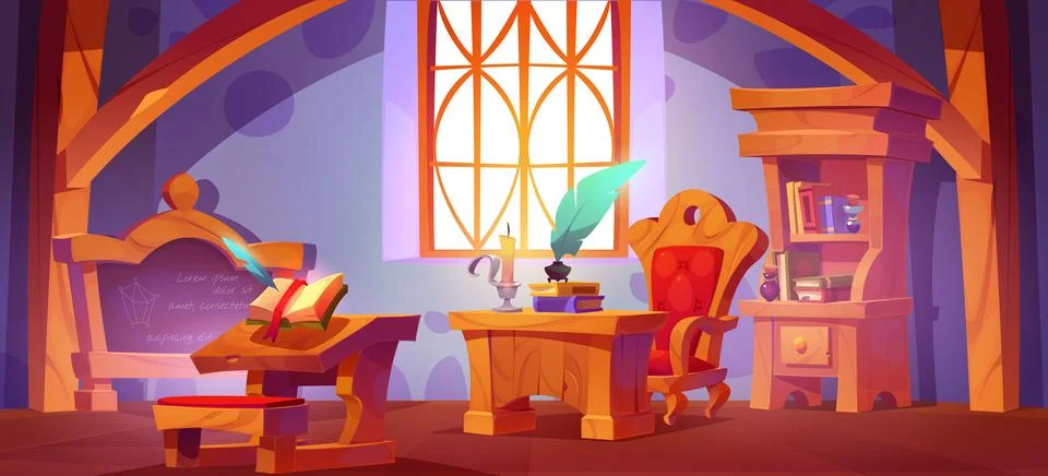 Magic school classroom interior Stock Illustration