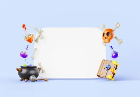 Magic school education diploma 3d render. Blank certificate for magician and Ilustração Stock