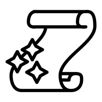 Magic scroll line icon. Folio with a spell vector illustration isolated on white Illustrazione stock