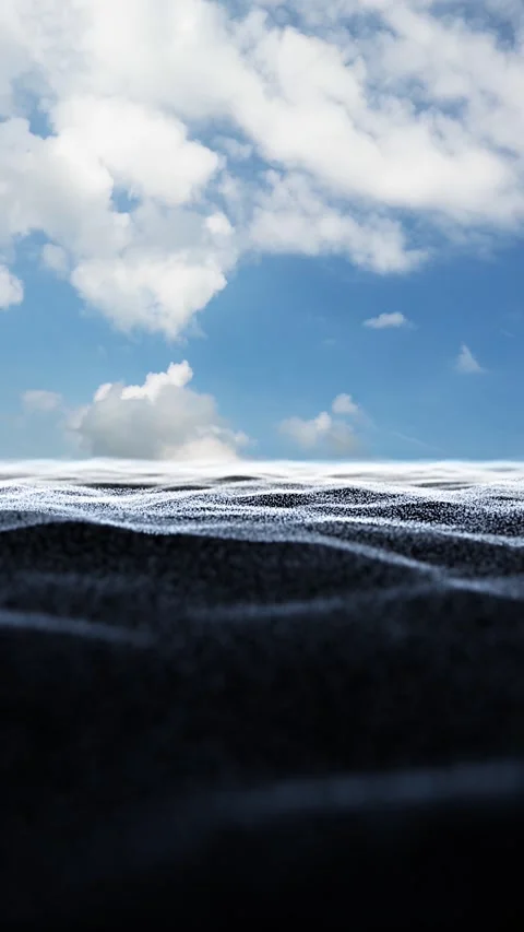 Magic sea with waves and time lapse sky loop vertical background Stock Footage 345328235