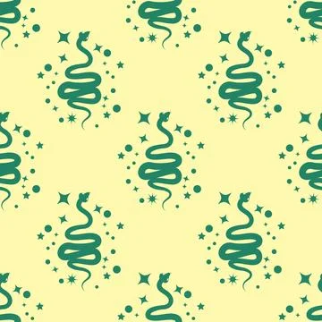 Magic seamless pattern with constellations, sun, moon, magic eyes, clouds and イラスト素材