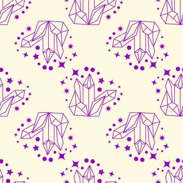 Magic seamless pattern with constellations, sun, moon, magic eyes, clouds and Stock Illustration