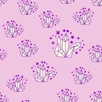 Magic seamless pattern with constellations, sun, moon, magic eyes, clouds a.. Stock Illustration