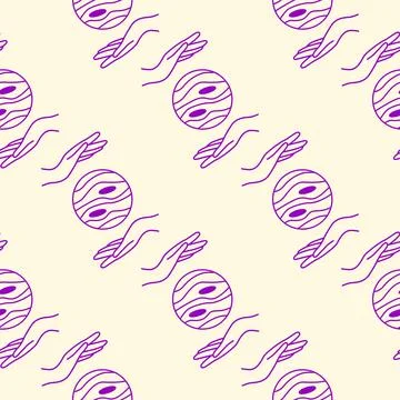 Magic seamless pattern with constellations, sun, moon, magic eyes, clouds a.. Stock Illustration