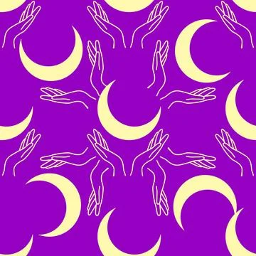 Magic seamless pattern with constellations, sun, moon, magic eyes, clouds a.. Stockillustratie