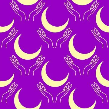 Magic seamless pattern with constellations, sun, moon, magic eyes, clouds and Stock Illustration