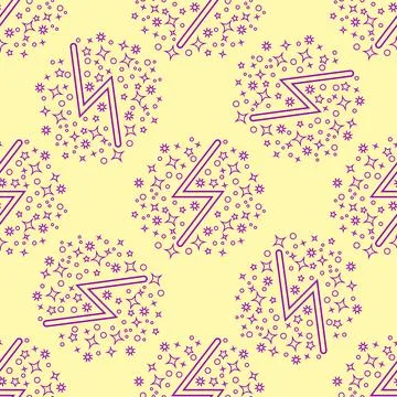 Magic seamless pattern with constellations, sun, moon, magic eyes, clouds and Stock Illustration