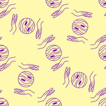 Magic seamless pattern with constellations, sun, moon, magic eyes, clouds a.. Stock Illustration
