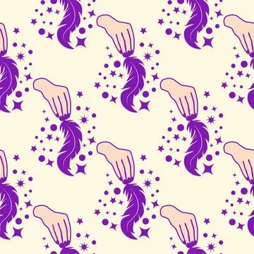 Magic seamless pattern with constellations, sun, moon, magic eyes, clouds and イラスト素材