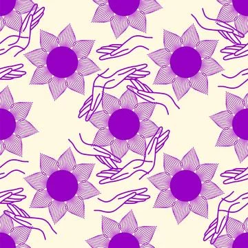 Magic seamless pattern with constellations, sun, moon, magic eyes, clouds a.. Stock Illustration