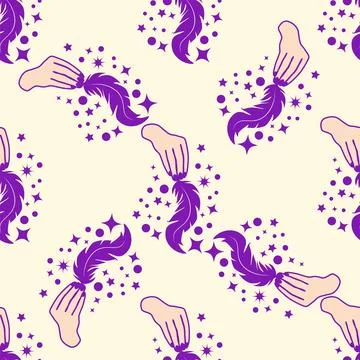 Magic seamless pattern with constellations, sun, moon, magic eyes, clouds a.. Illustrazione stock
