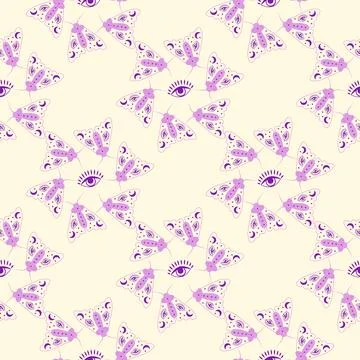 Magic seamless pattern with constellations, sun, moon, magic eyes, clouds a.. Stock Illustration