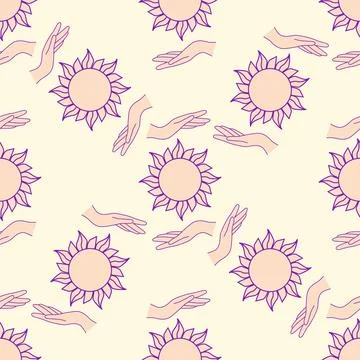 Magic seamless pattern with constellations, sun, moon, magic eyes, clouds and Stockillustratie