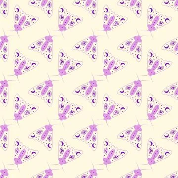 Magic seamless pattern with constellations, sun, moon, magic eyes, clouds and Stock Illustration