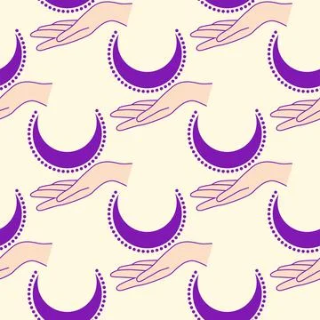 Magic seamless pattern with constellations, sun, moon, magic eyes, clouds a.. Illustrazione stock