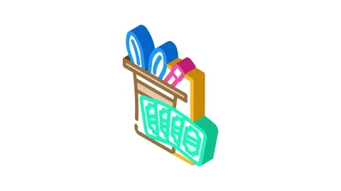 Magic set trick toy baby isometric icon animation Stock Footage 327293158