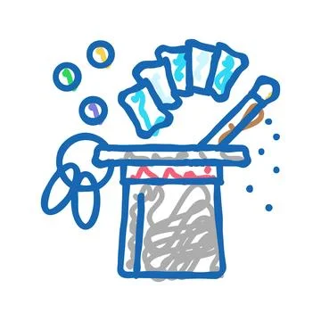 Magic set trick toy baby icon doodle illustration Stock Illustration