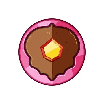 Magic shield game icon with glowing central gem Stock Illustration