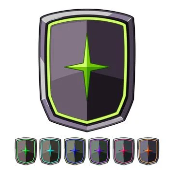 Magic shield icon presenting game asset protection Stock Illustration