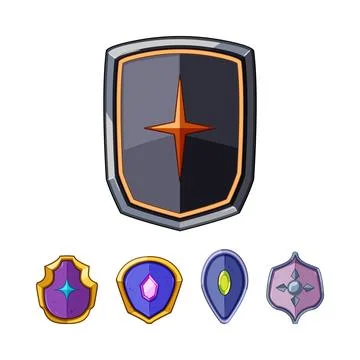 Magic shields collection creating game interface elements Stock Illustration