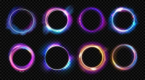 Magic shine. Light portal ring effect. 3D neon fiber glow sphere. Galaxy 스톡 일러스트