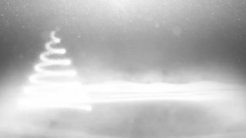 Magic silver snowy waves with Christmas tree animation Stock Footage 337966326