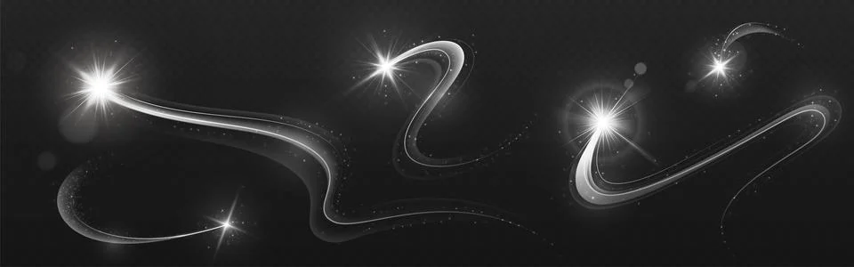 Magic silver star trails with light dust particles Stock-Illustration