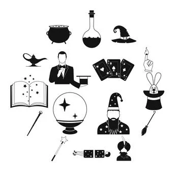 Magic simple icons set Stock Illustration
