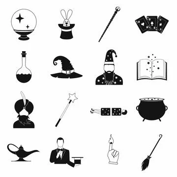 Magic simple icons set Stock Illustration