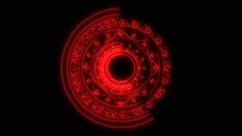 Magic six star red energy rotate slow appear for banner and analysis advertise Video stock 139801191