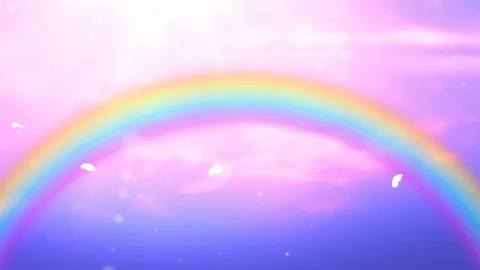 Magic sky with iridescent rainbow, sunlights and running clouds. 스톡 동영상 104915834