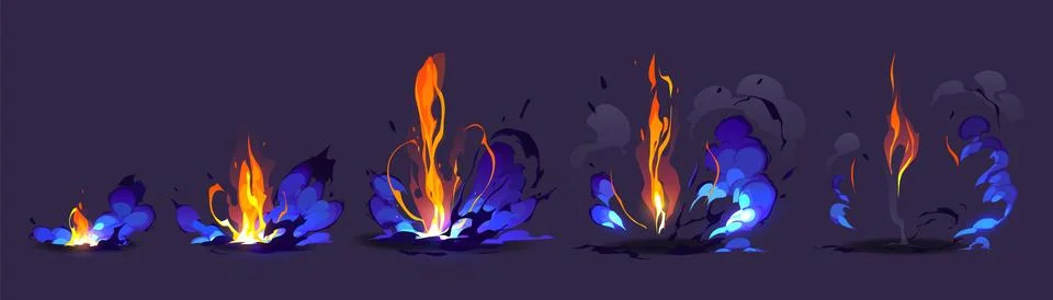 Magic smoke explode process animation sprite sheet Stock Illustration