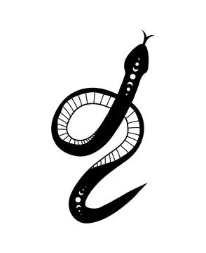 Magic snake in boho style with moon. Mystical symbol in a trendy minimalist Stock Illustration
